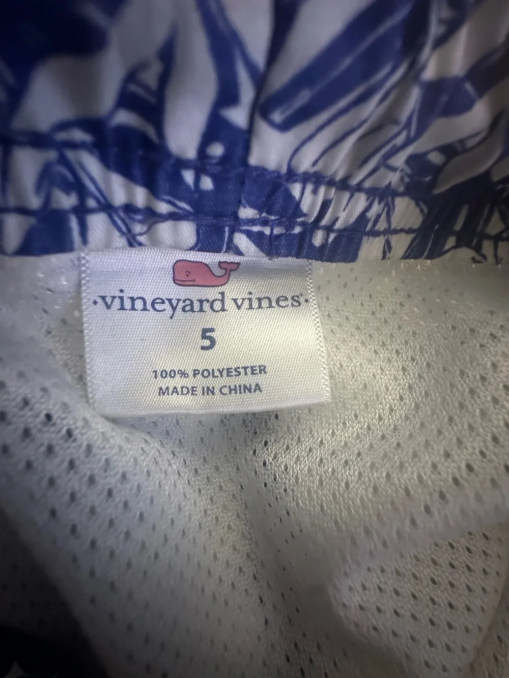 Vineyard Vines Navy and White Floral Kids Swim Trunks